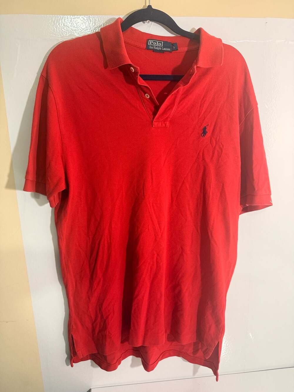 Polo Ralph Lauren Polo Shirt Size L Red Cotton Short Sleeve Classic Fit